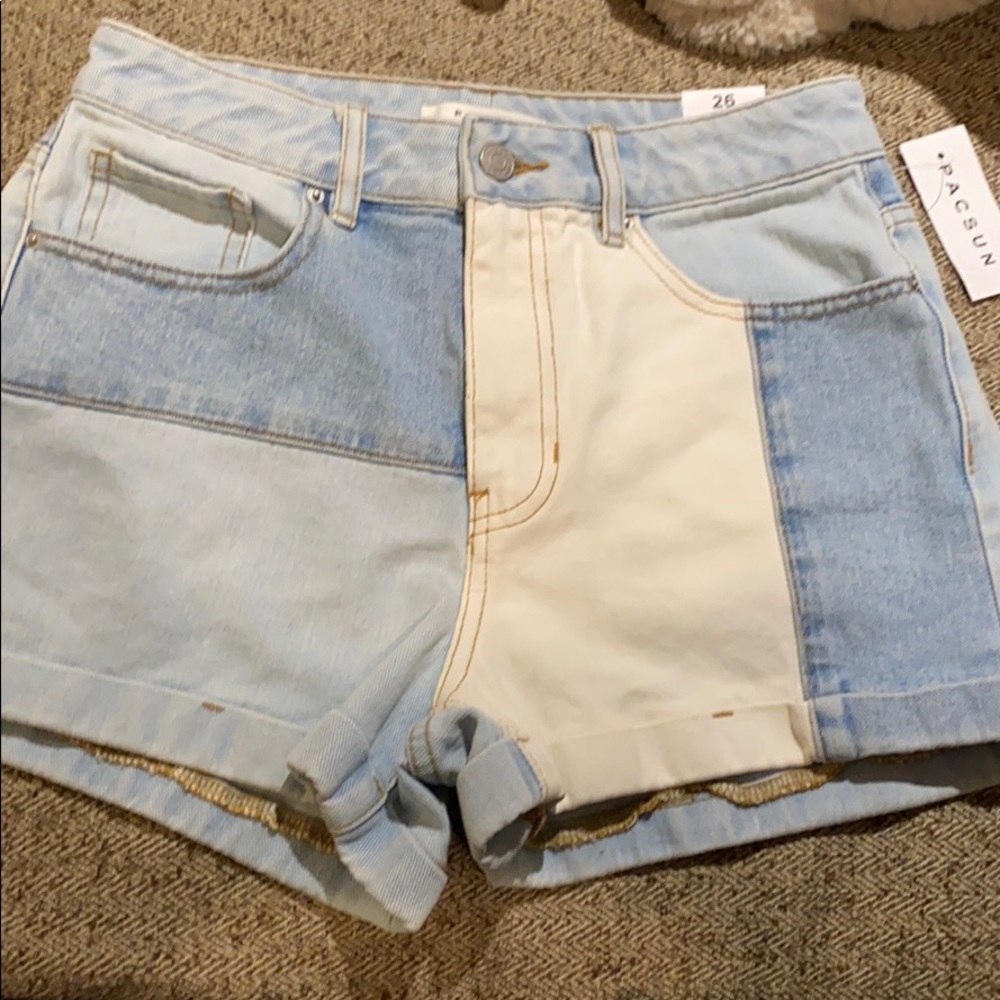 Multi-colored denim shorts